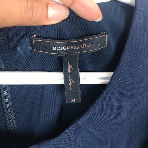 BCBG MAXAZRIA 👗 | Navy Blue Puff Sleeve Dress - Picture 7 of 8